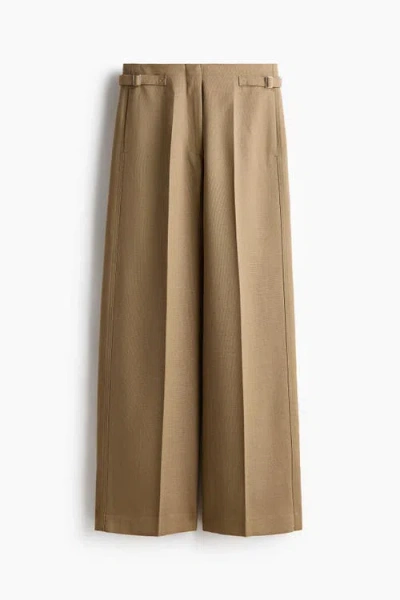 H&m Wide-leg Dress Pants In Brown