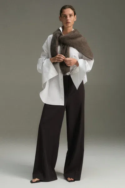 H&m Wide-leg Dress Pants In Dark Brown