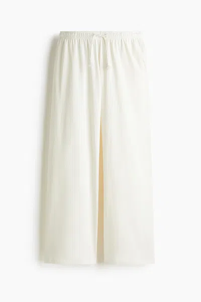H&m Wide-leg Joggers In Cream