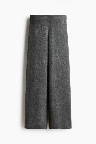 H&m Wide-leg Knit Pants In Gray