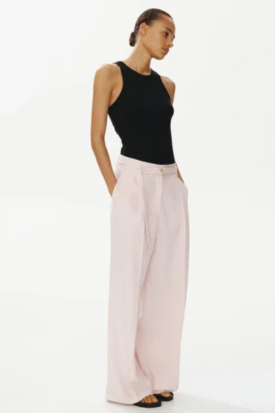 H&m Wide-leg Pants With Belt In Pink