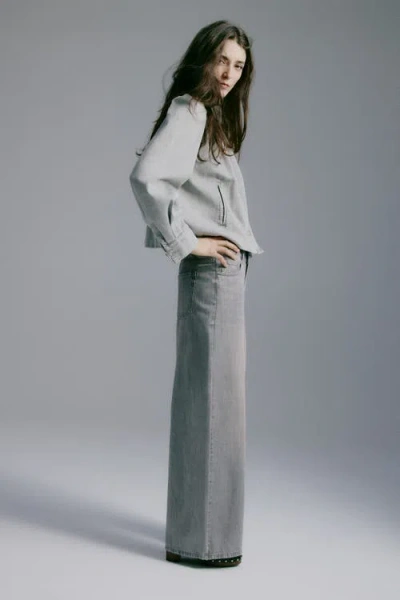 H&m Wide-leg Regular Waist Jeans In Gray