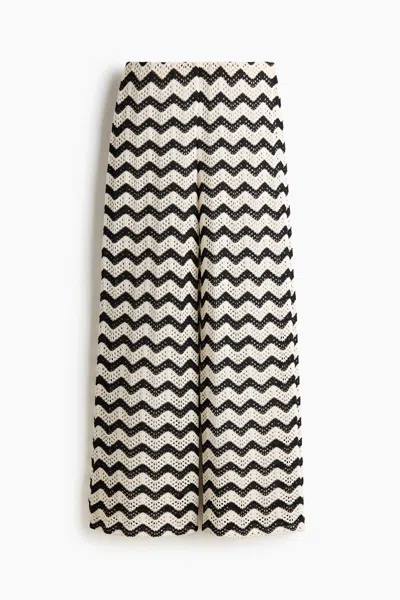 H&m Wide-leg Textured-knit Pants In White