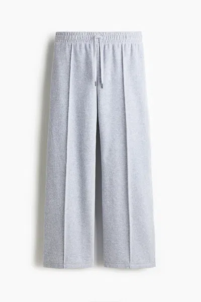 H&m Wide-leg Velour Joggers In Gray Melange