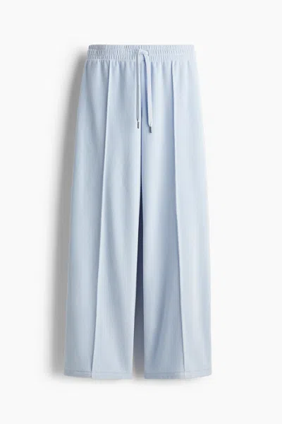 H&m Wide-leg Velour Joggers In Light Blue