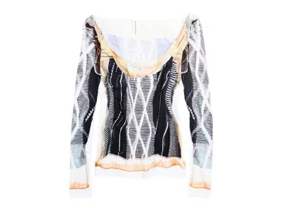 Pre-owned H&m Women's  X Glenn Martens Printed Top In Black/pattern