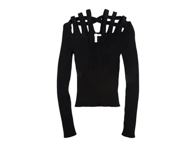 Pre-owned H&m Women's  X Glenn Martens Ribknit Cutout Top In Black
