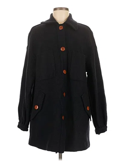 Pre-owned H&m Wool Coat In Black