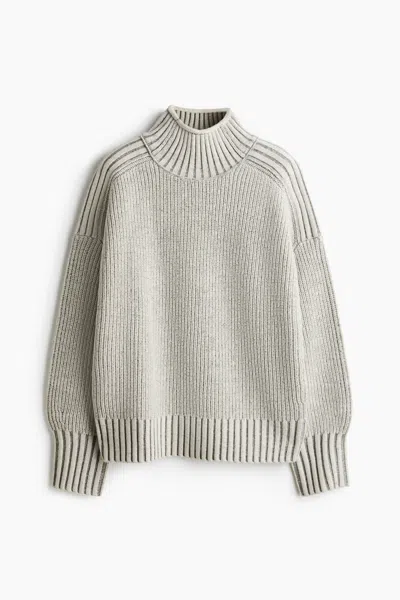 H&m Wool Mock Turtleneck Sweater In Neutral