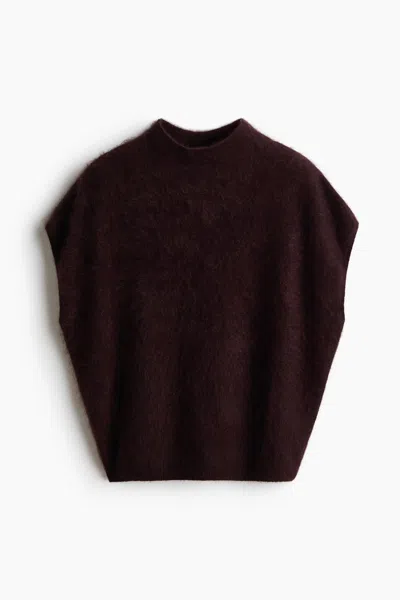 H&m Wool Mock Turtleneck Sweater Vest In Brown