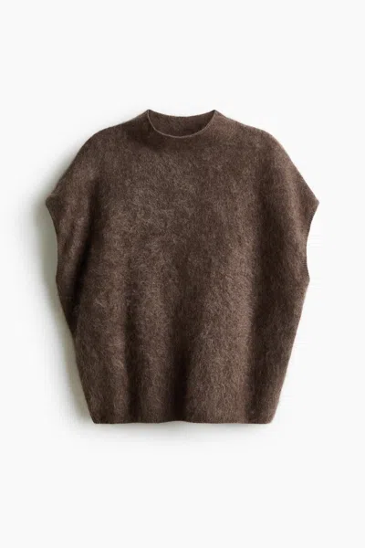 H&m Wool Mock Turtleneck Sweater Vest In Brown