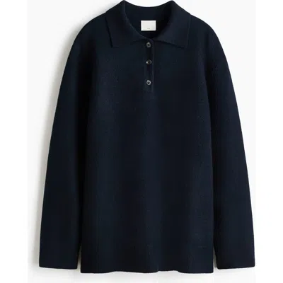 H&m Wool Polo Jumper In Blue