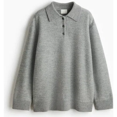 H&m Wool Polo Jumper In Gray