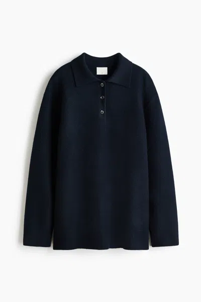 H&m Wool Polo Sweater In Blue
