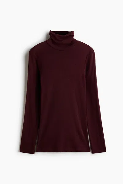 H&m Wool Polo-neck Top In Black