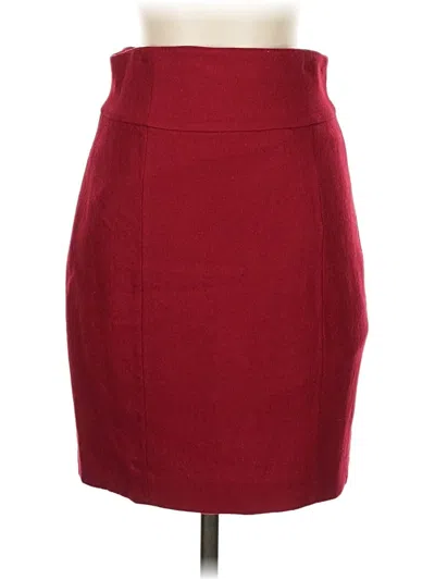 Pre-owned H&m Wool Skirt In Burgundy