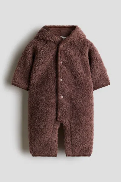 H&m Babies' Wool Teddy Bunting Suit In Brown
