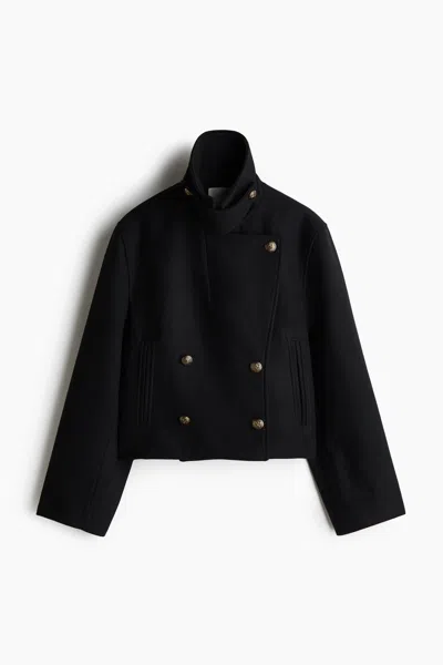 H&m Wool-blend Funnel-collar Jacket In Black