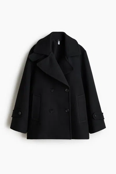 H&m Wool-blend Pea Coat In Black