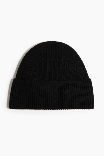 H&m Wool-blend Rib-knit Hat In Black