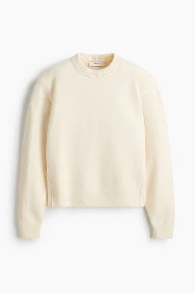 H&m Wool-blend Sweater With Shoulder Pads In Nude
