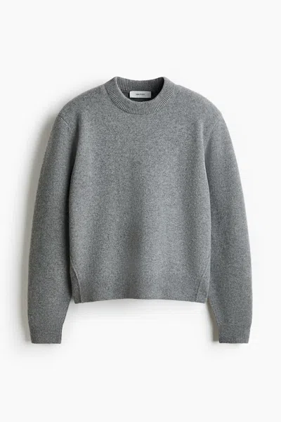 H&m Wool-blend Sweater With Shoulder Pads In Gray