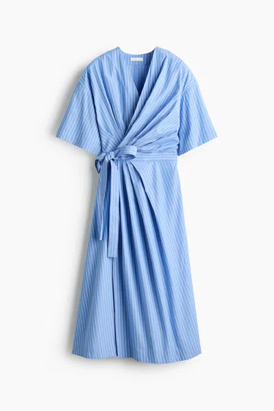 H&m Wrap Midi Dress In Blue