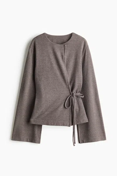 H&m Wrap-front Cardigan In Gray