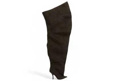 Pre-owned H&m X Glenn Martens Thighhigh Denim Boots (women's) Sneakers In Dark Brown