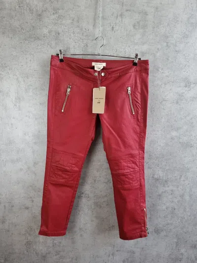 Pre-owned H&m X Isabel Marant Very Waxed Double Knees Biker Pant By Isabel Marant In Hot Red