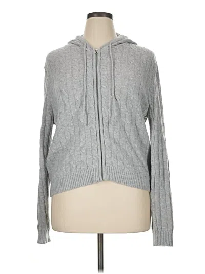 Pre-owned H&m Zip Up Hoodie In Gray