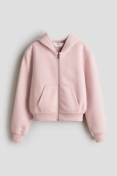 H&m Kids'  Zip-through Brushed-inside Hoodie In Pink