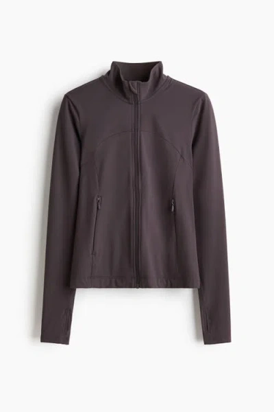 H&m Zip-through Sports Jacket With Softmove In Brown