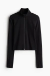 H&m Zip-through Sports Jacket With Softmove In Black