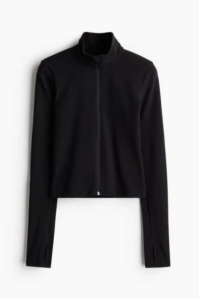 H&m Zip-through Sports Jacket With Softmove In Black