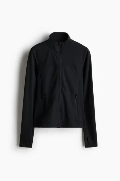 H&m Zip-through Sports Jacket With Softmove In Black