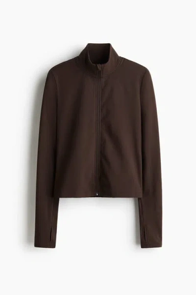 H&m Zip-through Sports Jacket With Softmove In Brown