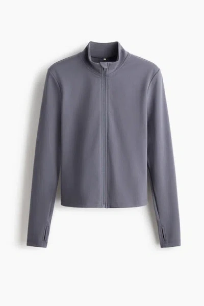 H&m Zip-through Sports Jacket With Softmove In Gray