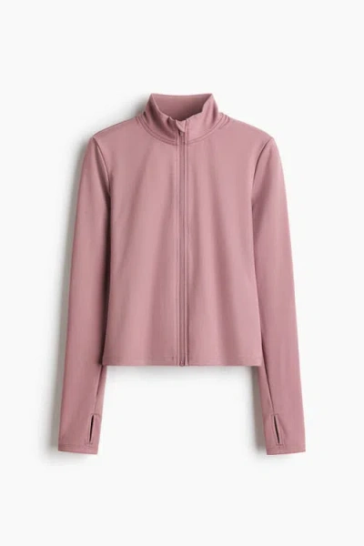 H&m Zip-through Sports Jacket With Softmove In Pink