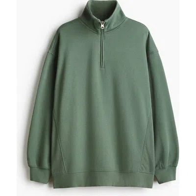 H&m Zip-top Sweatshirt In Green