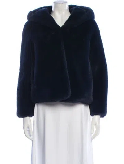 Pre-owned H Brand Faux Fur Faux Fur Jacket In Blue
