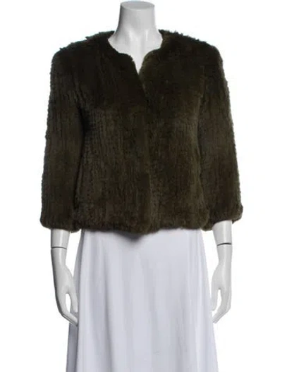 Pre-owned H Brand Fur Faux Fur Jacket In Green
