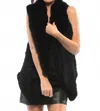 H Brand Indie Rabbit Fur Vest In Black In Blue