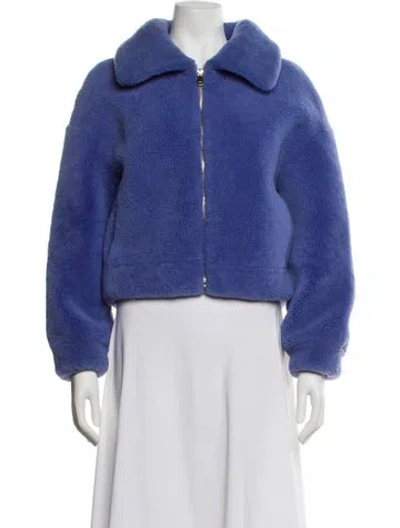 Pre-owned H Brand Shearling Faux Fur Vest In Blue