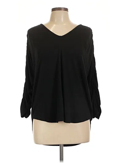 Pre-owned H By Bordeaux 3/4 Sleeve Top Black V-neck Tops