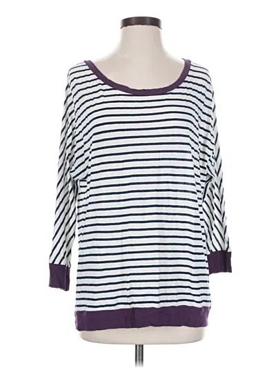 Pre-owned H By Bordeaux 3/4 Sleeve Top Purple Boatneck Tops
