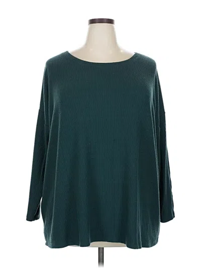 Pre-owned H By Bordeaux 3/4 Sleeve Top Teal Boatneck Tops In Blue