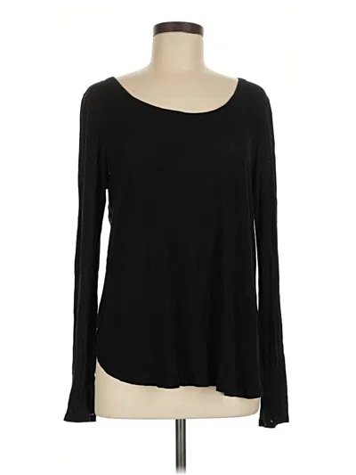 Pre-owned H By Bordeaux Long Sleeve Top Black Scoop Neck Tops