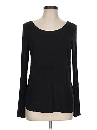 Pre-owned H By Bordeaux Long Sleeve Top Black Scoop Neck Tops