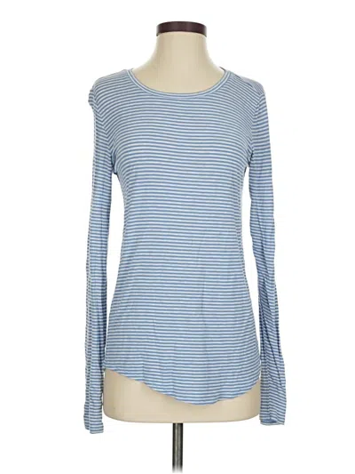 Pre-owned H By Bordeaux Long Sleeve Top Blue Boatneck Tops